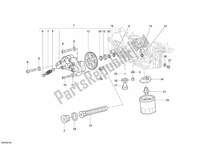 All parts for the Oil Pump - Filter of the Ducati Sport ST3 S ABS 1000 2007